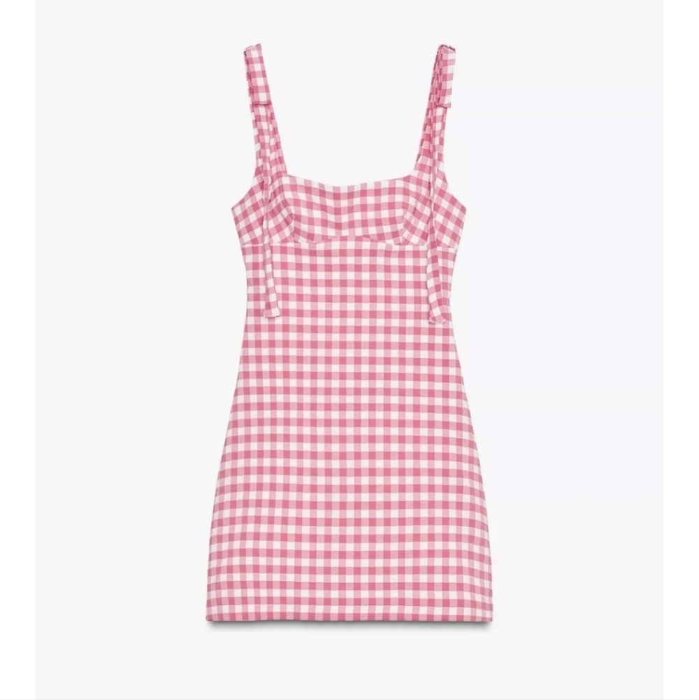 Zara Pink Plaid Mini Dress Sz L - Picture 6 of 16